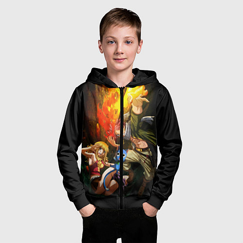 Детская толстовка на молнии Fairy tail / 3D-Черный – фото 3