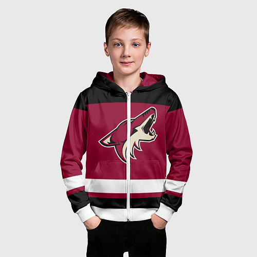 Детская толстовка на молнии Arizona Coyotes / 3D-Белый – фото 3