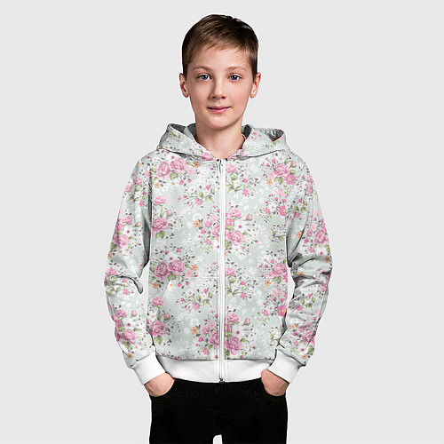 Детская толстовка на молнии Flower pattern / 3D-Белый – фото 3