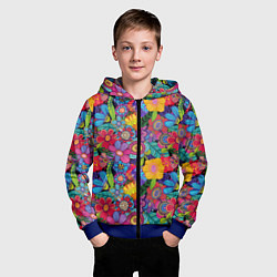 Толстовка на молнии детская Яркие цветы, цвет: 3D-синий — фото 2