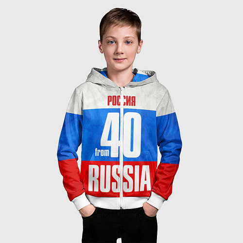 Детская толстовка на молнии Russia: from 40 / 3D-Белый – фото 3