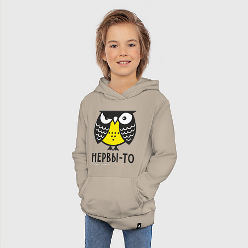Детская толстовка-худи Сова: нервы-то не стальные! / Миндальный – фото 3