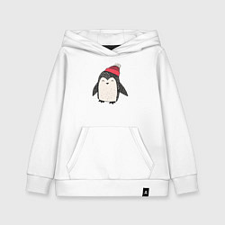 Толстовка детская хлопковая Зимний пингвин-мальчик, цвет: белый