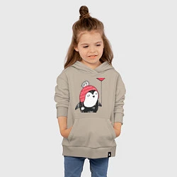 Толстовка детская хлопковая Пингвин-девочка с шариком, цвет: миндальный — фото 2