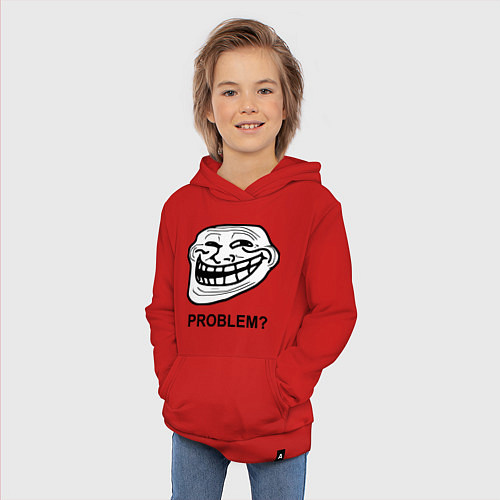 Детская толстовка-худи Trollface. Problem? Проблемы? / Красный – фото 3