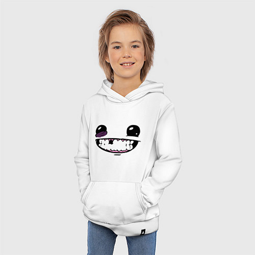 Детская толстовка-худи Super Meat Boy: Face / Белый – фото 3