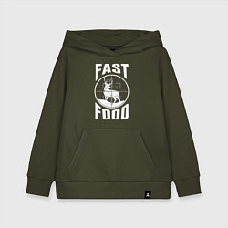 Толстовка детская хлопковая FAST FOOD олень в прицеле, цвет: хаки