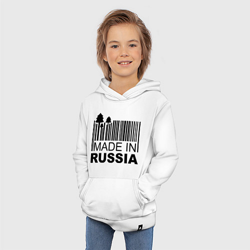 Детская толстовка-худи Made in Russia штрихкод / Белый – фото 3