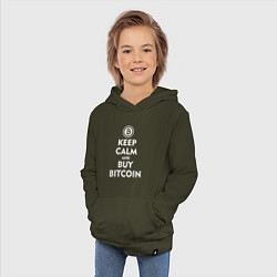 Толстовка детская хлопковая Keep Calm & Buy Bitcoin, цвет: хаки — фото 2