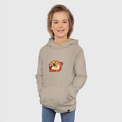 Толстовка детская хлопковая Мопс-пицца, цвет: миндальный — фото 2