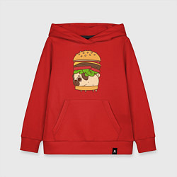 Толстовка детская хлопковая Мопс-бургер, цвет: красный