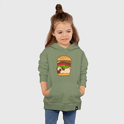 Толстовка детская хлопковая Мопс-бургер, цвет: авокадо — фото 2
