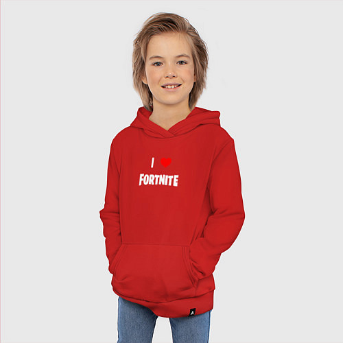 Детская толстовка-худи I love Fortnite / Красный – фото 3
