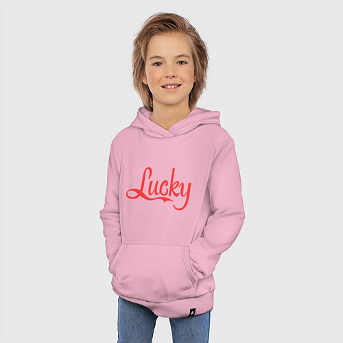 Детская толстовка-худи Lucky logo / Светло-розовый – фото 3