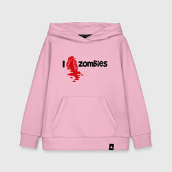 Толстовка детская хлопковая I love zombies, цвет: светло-розовый