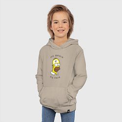 Толстовка детская хлопковая No brain, No pain, цвет: миндальный — фото 2
