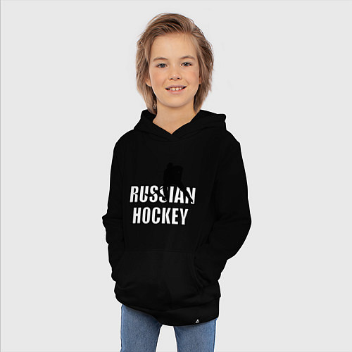 Детская толстовка-худи Russian hockey / Черный – фото 3