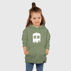 Толстовка детская хлопковая Тардис white - Доктор Кто, цвет: авокадо — фото 2
