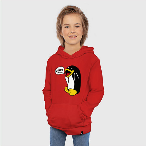Детская толстовка-худи Пингвин: Linux / Красный – фото 3