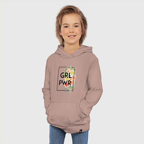 Детская толстовка-худи GRL PWR / Пыльно-розовый – фото 3