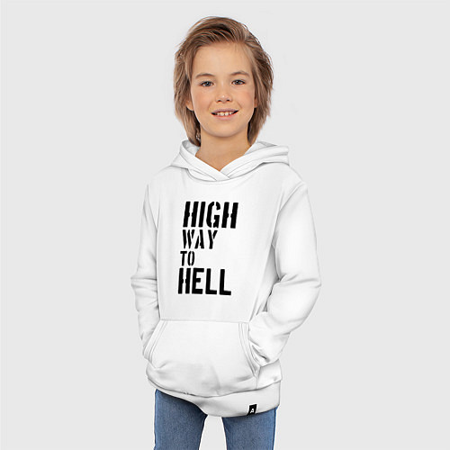 Детская толстовка-худи High way to hell / Белый – фото 3