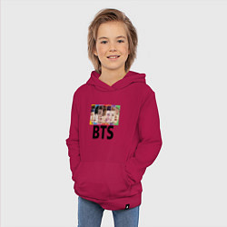 Толстовка детская хлопковая BTS: Boys Faces, цвет: маджента — фото 2