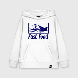 Толстовка детская хлопковая Shark fast food, цвет: белый