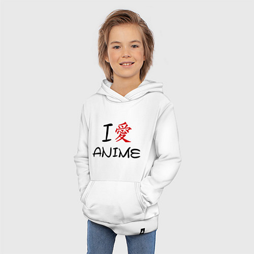 Детская толстовка-худи I love anime / Белый – фото 3