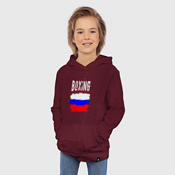 Толстовка детская хлопковая Бокс Россия, цвет: меланж-бордовый — фото 2