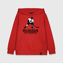 Толстовка детская хлопковая Russia: Hockey Champion, цвет: красный
