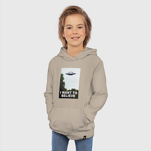 Детская толстовка-худи I WANT TO BELIEVE / Миндальный – фото 3