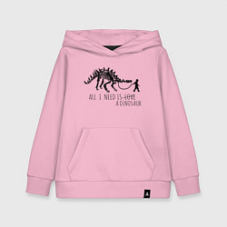 Толстовка детская хлопковая All a need is dinosaur, цвет: светло-розовый