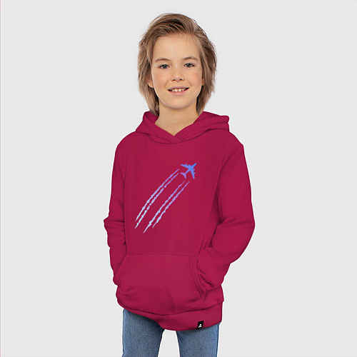 Детская толстовка-худи Самолёт / Маджента – фото 3
