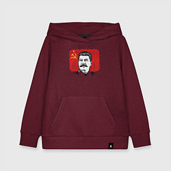 Толстовка детская хлопковая Сталин и флаг СССР, цвет: меланж-бордовый