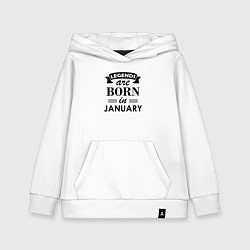 Толстовка детская хлопковая Legends are born in january, цвет: белый