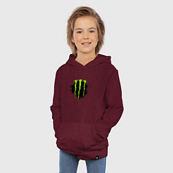 Толстовка детская хлопковая MONSTER ENERGY, цвет: меланж-бордовый — фото 2