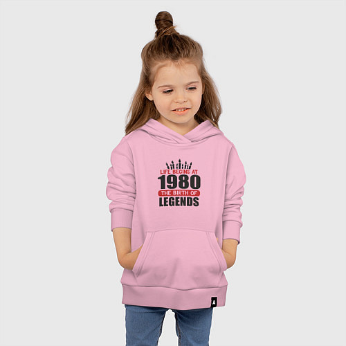 Детская толстовка-худи 1980 - рождение легенды / Светло-розовый – фото 4