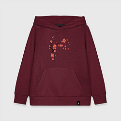 Толстовка детская хлопковая Красная сакура, цвет: меланж-бордовый