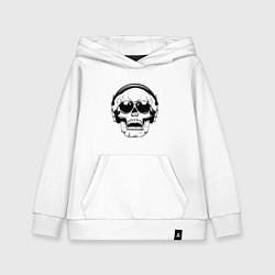 Толстовка детская хлопковая Skull Music lover, цвет: белый