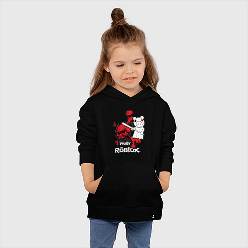 Детская толстовка-худи Свинка Пигги из Roblox / Черный – фото 4