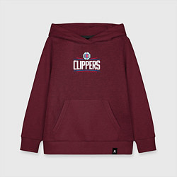 Толстовка детская хлопковая Los Angeles Clippers, цвет: меланж-бордовый