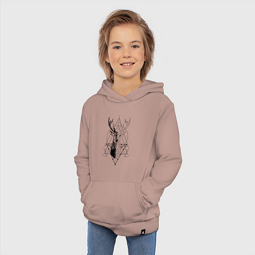 Детская толстовка-худи Polygonal deer / Пыльно-розовый – фото 3