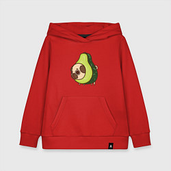 Толстовка детская хлопковая Мопс-авокадо, цвет: красный