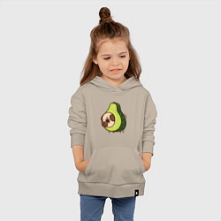 Толстовка детская хлопковая Мопс-авокадо, цвет: миндальный — фото 2