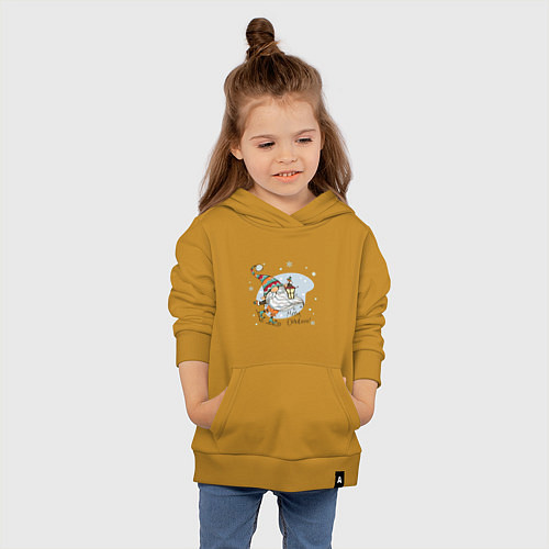 Детская толстовка-худи Рождественский гном / Горчичный – фото 4