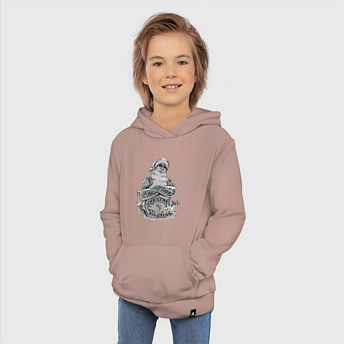 Детская толстовка-худи Плохой Санта / Пыльно-розовый – фото 3