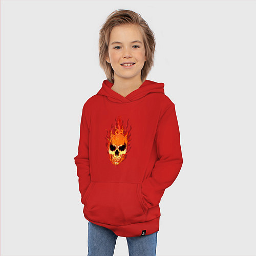 Детская толстовка-худи Fire flame skull / Красный – фото 3