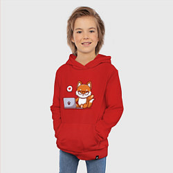 Толстовка детская хлопковая Cute fox and laptop, цвет: красный — фото 2