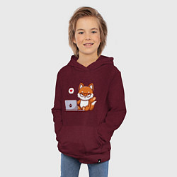 Толстовка детская хлопковая Cute fox and laptop, цвет: меланж-бордовый — фото 2