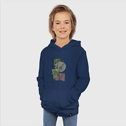 Толстовка детская хлопковая Листья на акварели, цвет: тёмно-синий — фото 2